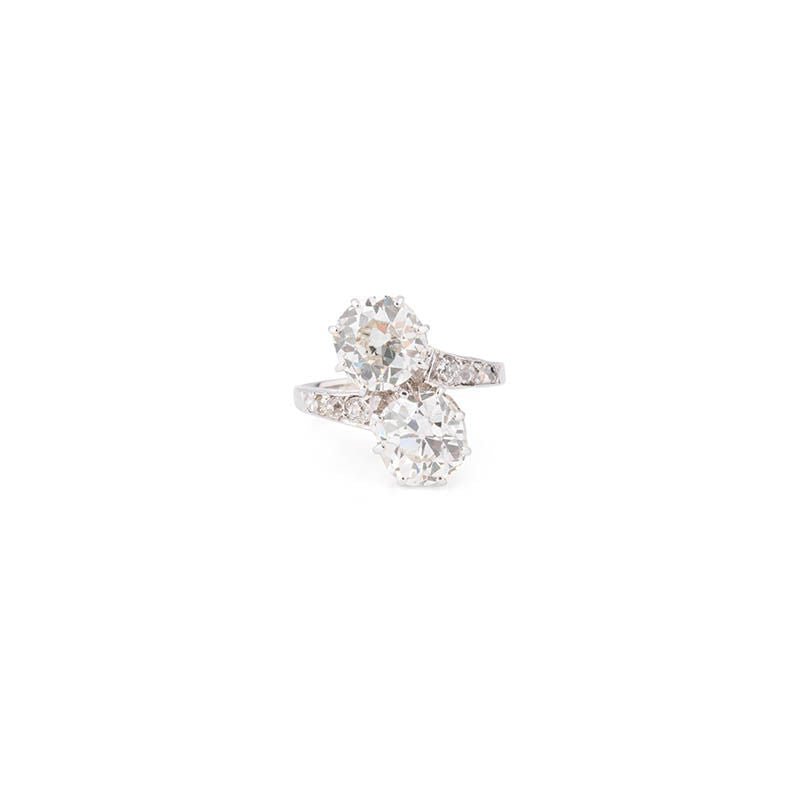 Bague Toi et Moi en platine, or blanc et diamants - Castafiore