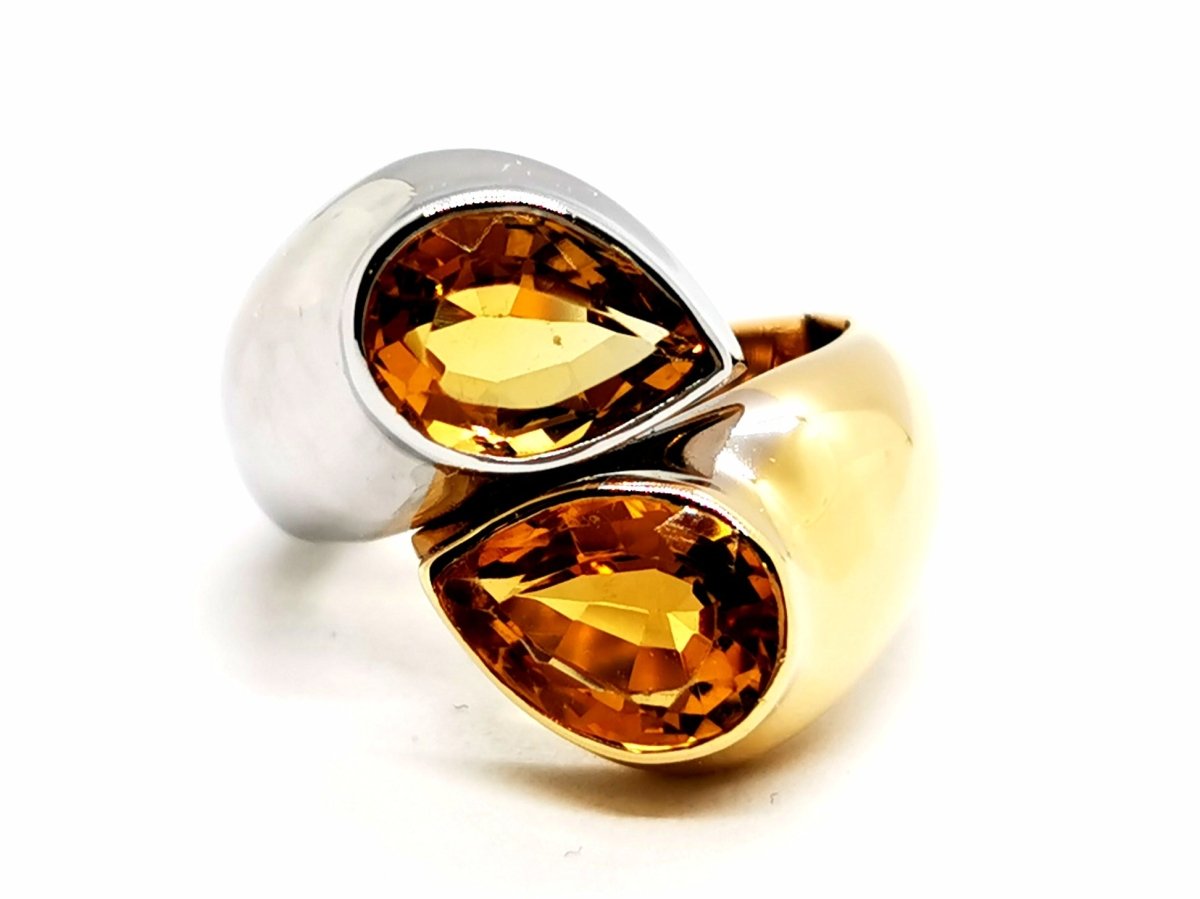 Bague Toi et Moi Or jaune Citrine - Castafiore
