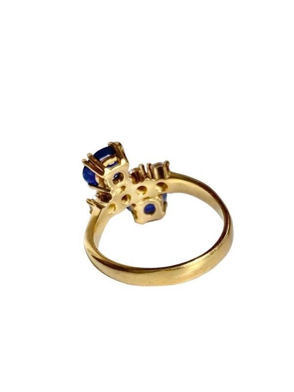Bague Toi & Moi en or jaune, saphirs et diamants - Castafiore
