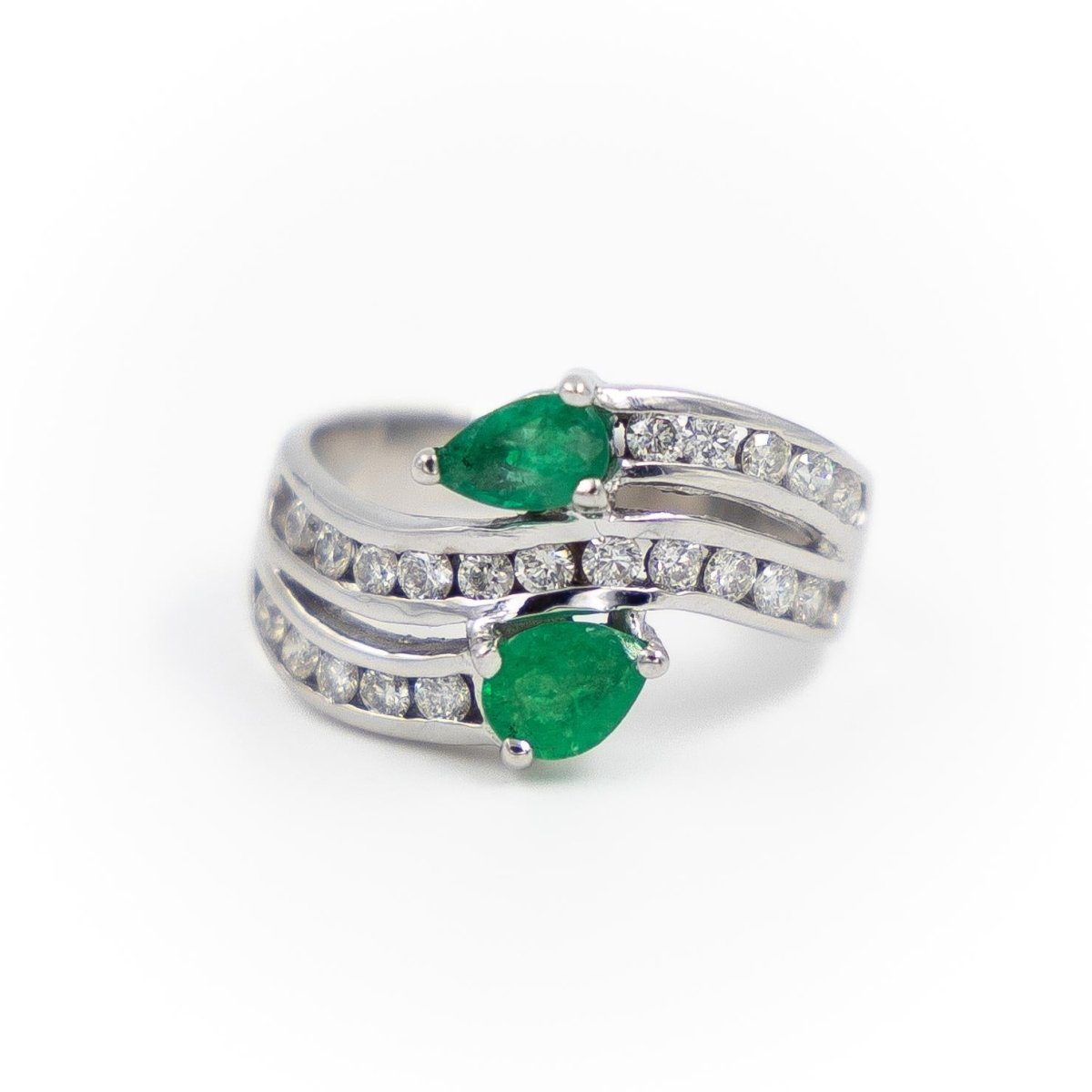Bague Toi & Moi Or blanc Emeraude - Castafiore
