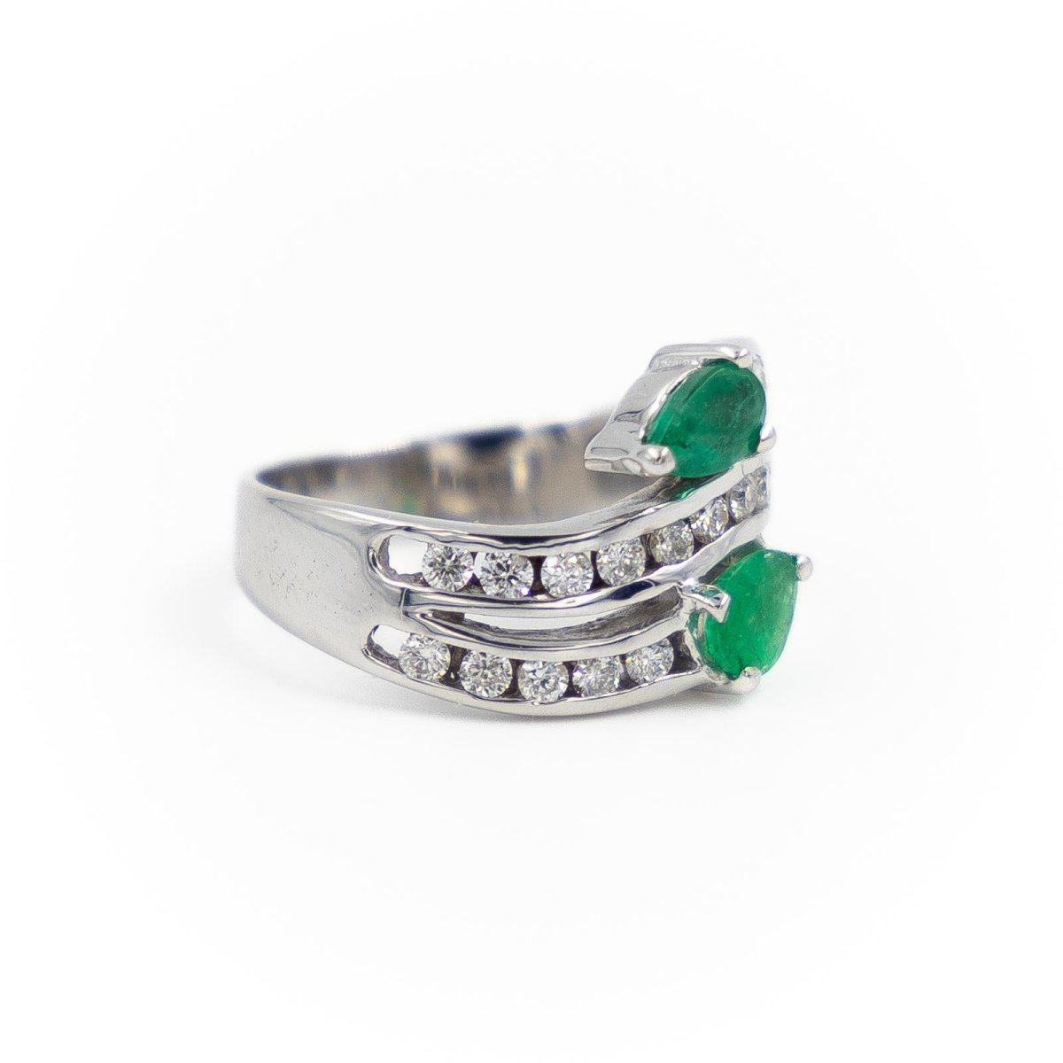 Bague Toi & Moi Or blanc Emeraude - Castafiore