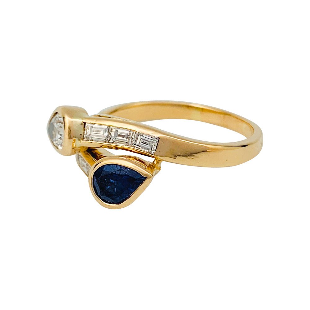 Bague "Toi & Moi" vintage, saphir et diamants - Castafiore