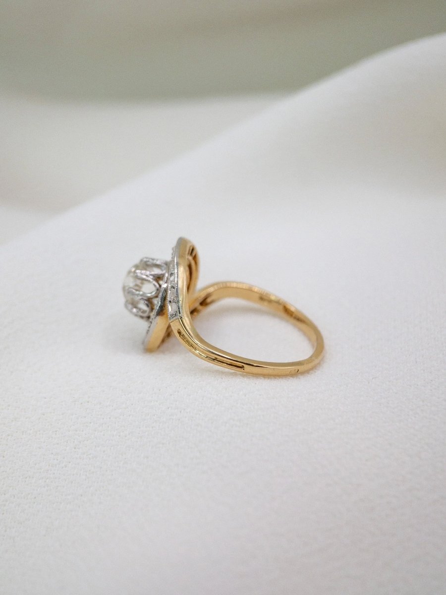 Bague tourbillon en or et diamant Old European Cut 0,9ct - Castafiore