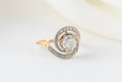 Bague tourbillon en or et diamant Old European Cut 0,9ct - Castafiore