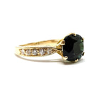 Bague tourmaline verte diamants or jaune 18 carats - Castafiore