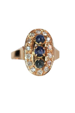 Bague trilogie de saphirs et diamants - Castafiore