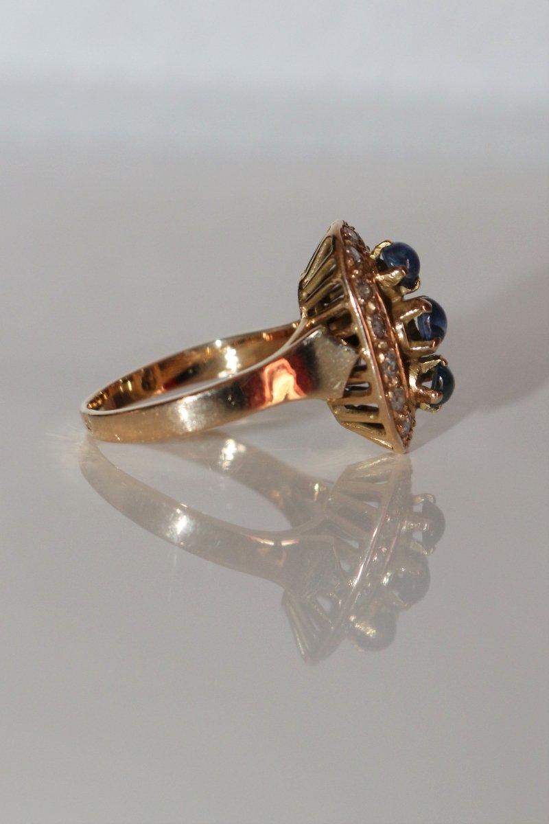 Bague trilogie de saphirs et diamants - Castafiore