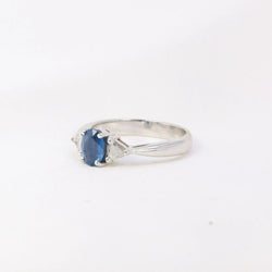 Bague trilogie en or, saphir ovale et diamants troïdia - Castafiore