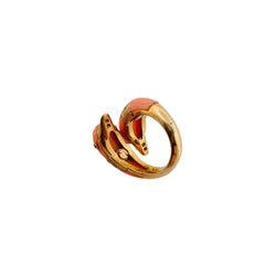Bague VAN CLEEF & ARPELS "Dauphins" en or jaune, corail rose, émeraudes et diamants - Castafiore