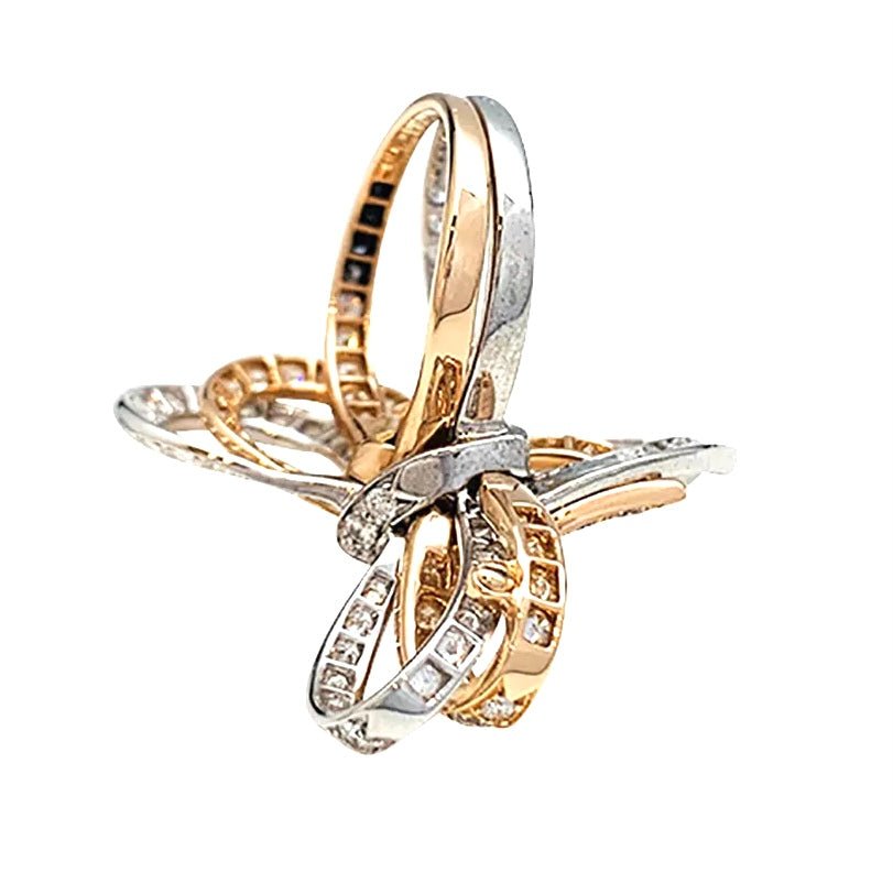 Bague VAN CLEEF & ARPELS, "Double Noeud", or blanc, or rose, diamants - Castafiore