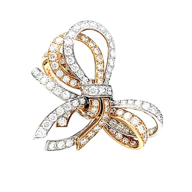 Bague VAN CLEEF & ARPELS, "Double Noeud", or blanc, or rose, diamants - Castafiore