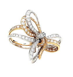 Bague VAN CLEEF & ARPELS, "Double Noeud", or blanc, or rose, diamants - Castafiore