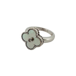 Bague VAN CLEEF & ARPELS en or blanc, nacre et diamant - Castafiore
