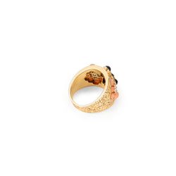 Bague VAN CLEEF & ARPELS en or jaune, corail, onyx et diamants - Castafiore