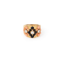 Bague VAN CLEEF & ARPELS en or jaune, corail, onyx et diamants - Castafiore