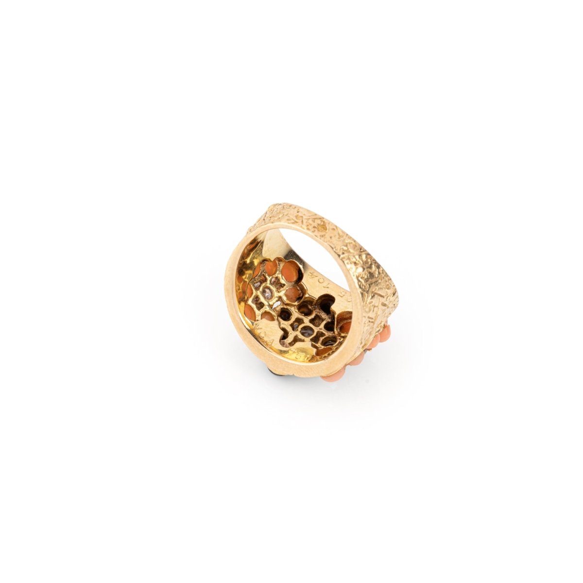 Bague VAN CLEEF & ARPELS en or jaune, corail, onyx et diamants - Castafiore