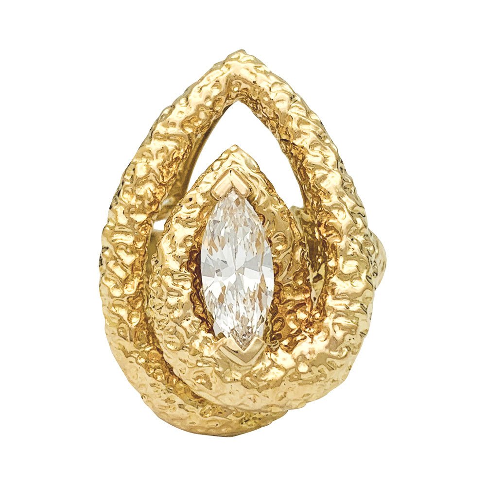 Bague VAN CLEEF & ARPELS, or jaune, diamant navette - Castafiore