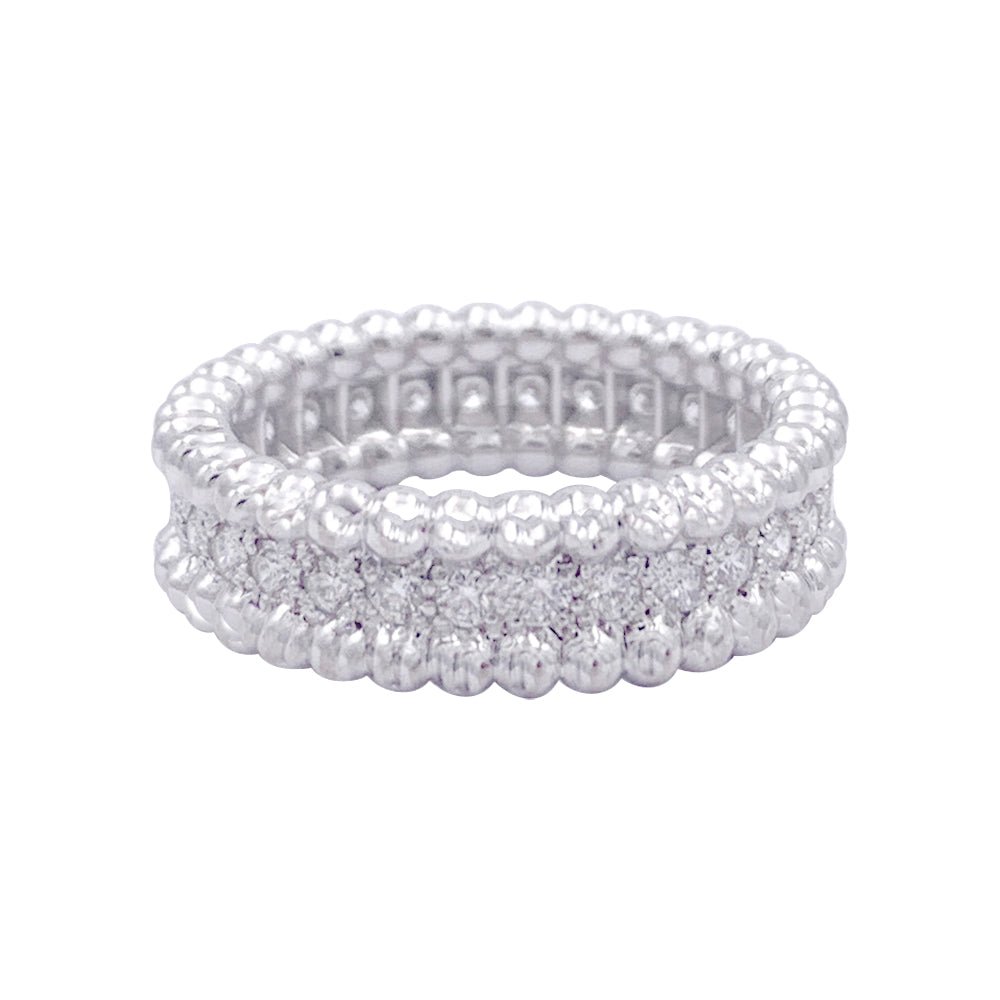 Bague VAN CLEEF & ARPELS "Perlée" en or blanc et diamants - Castafiore