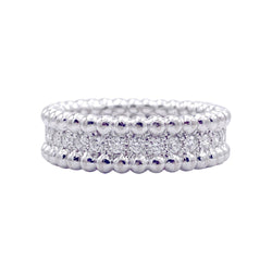 Bague VAN CLEEF & ARPELS "Perlée" en or blanc et diamants - Castafiore