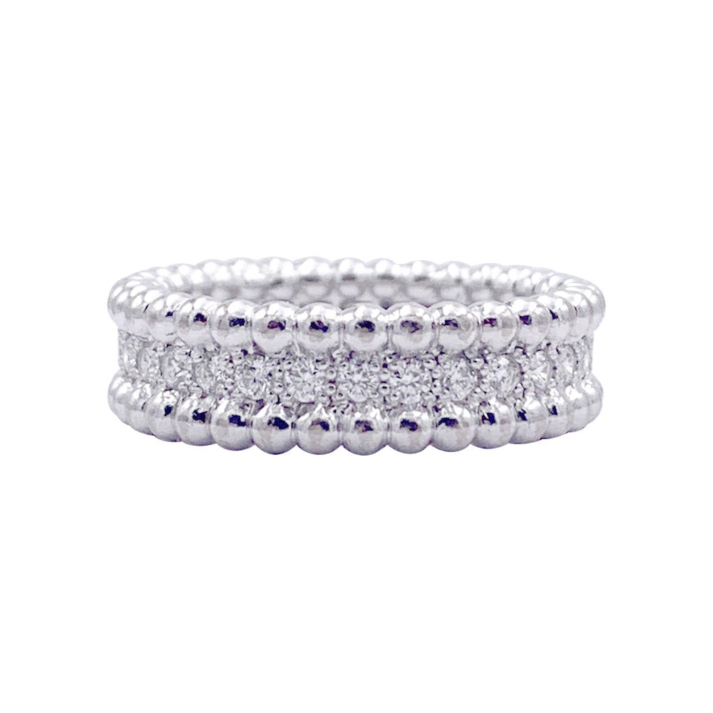 Bague VAN CLEEF & ARPELS "Perlée" en or blanc et diamants - Castafiore