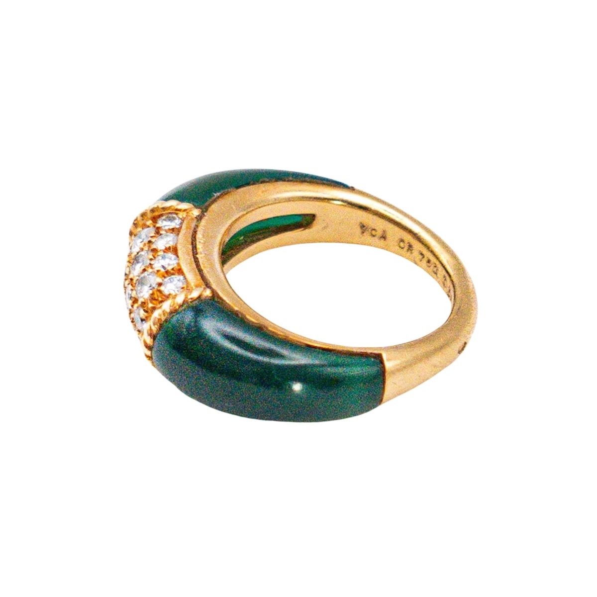 Bague VAN CLEEF & ARPELS "Philippine" en or jaune et chrysoprase et diamants - Castafiore
