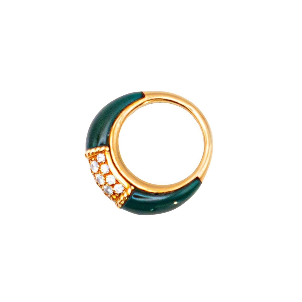 Bague VAN CLEEF & ARPELS "Philippine" en or jaune et chrysoprase et diamants - Castafiore