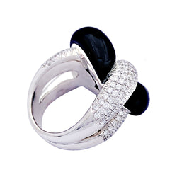 Bague VICTORIA CASAL or blanc, onyx et diamants. - Castafiore