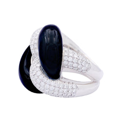 Bague VICTORIA CASAL or blanc, onyx et diamants. - Castafiore