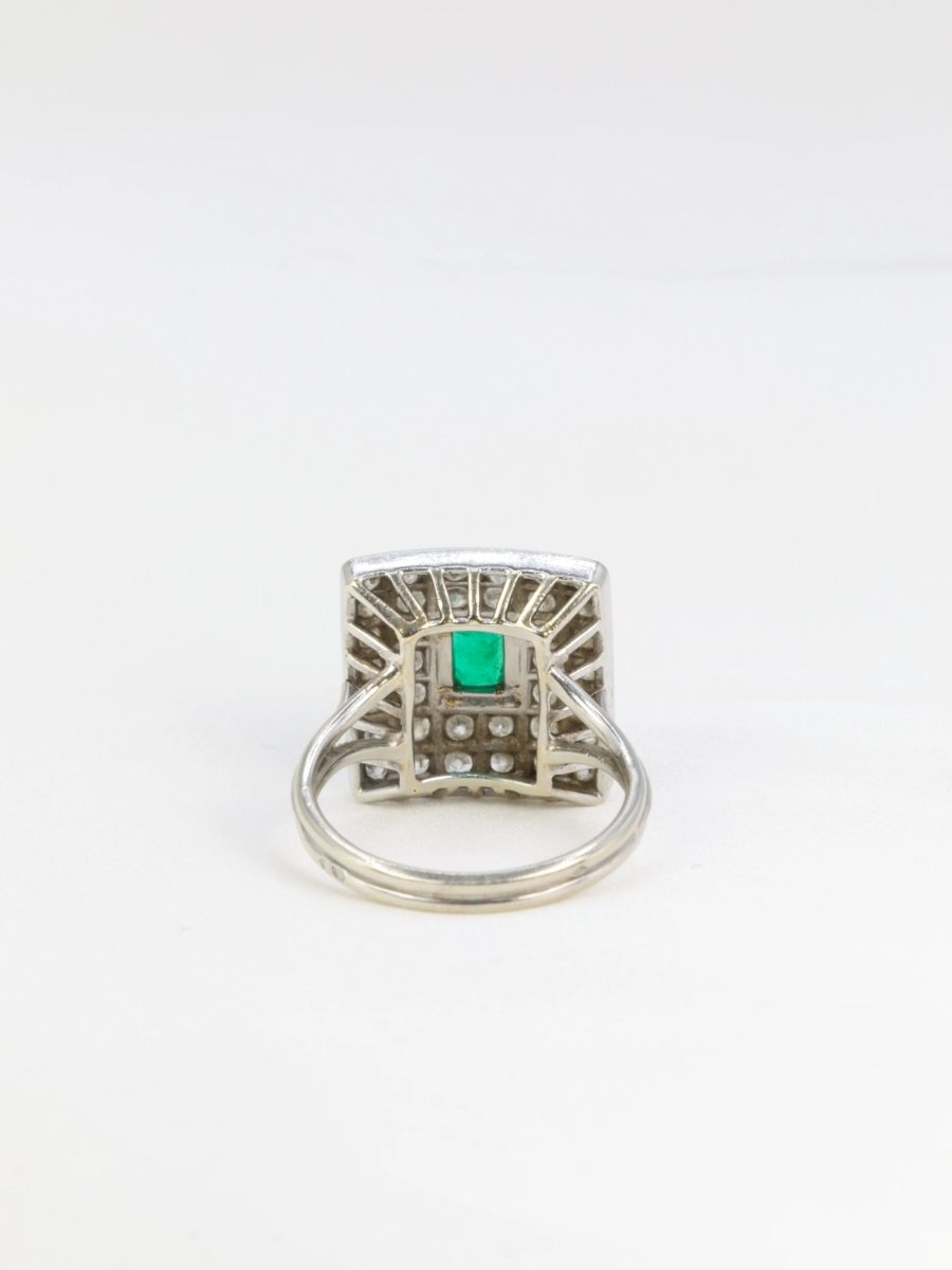 Bague vintage en or, émeraude et diamants - Castafiore