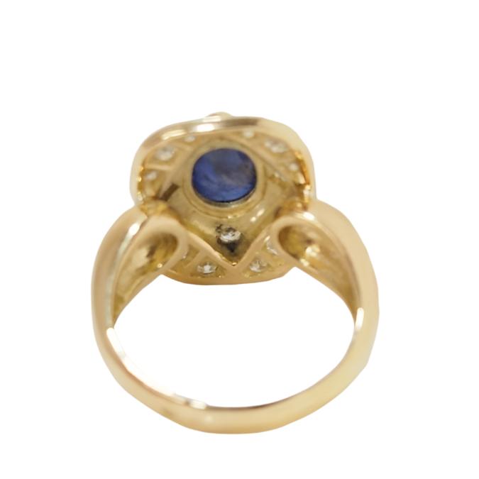 Bague vintage en or jaune,cabochon de saphir et diamants - Castafiore