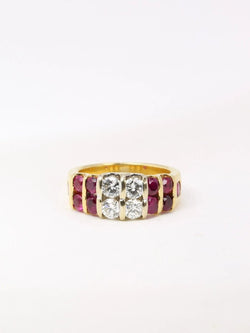 Bague vintage en or, rubis et diamants - Castafiore