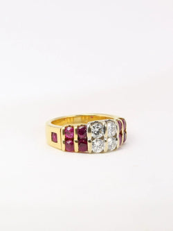 Bague vintage en or, rubis et diamants - Castafiore