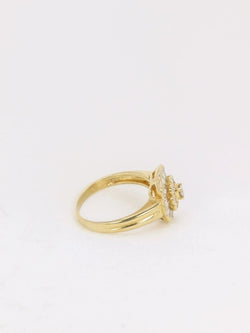 Bague vintage fleur en or et diamants baguette - Castafiore