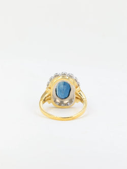Bague vintage marguerite en or, saphir et diamants - Castafiore