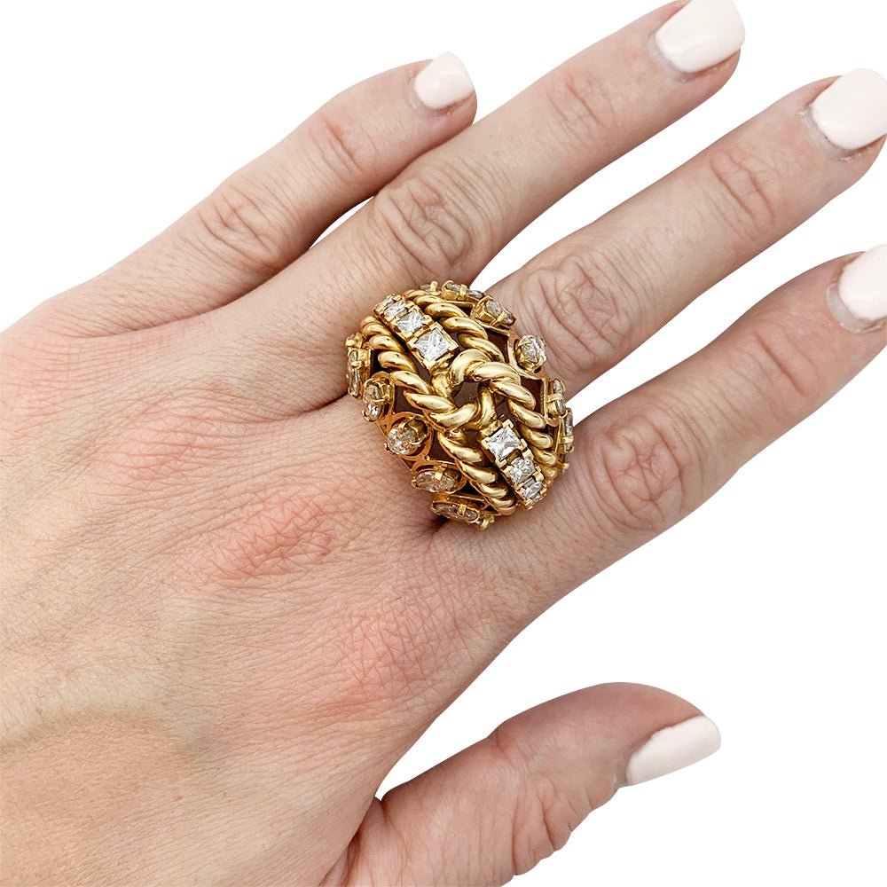 Bague vintage or jaune, diamants - Castafiore