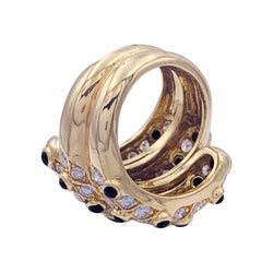 Bague vintage or jaune, diamants et onyx. - Castafiore