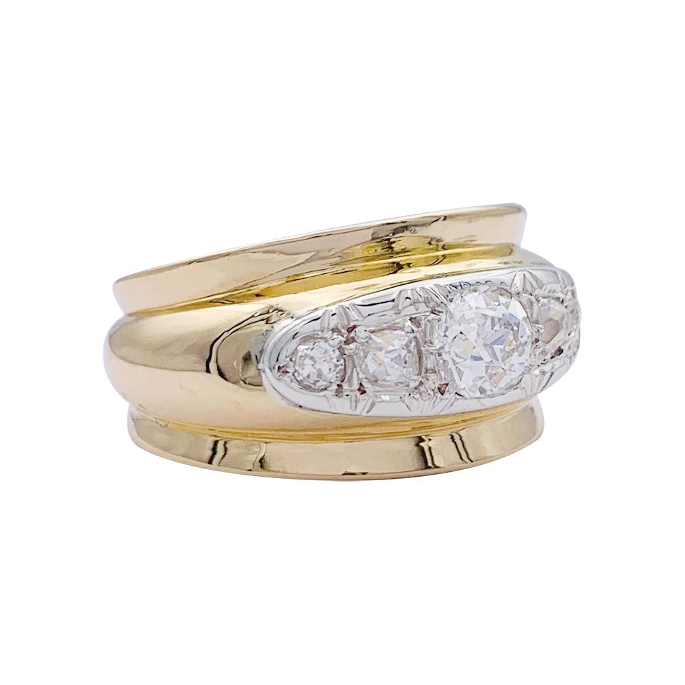 Bague vintage or jaune et diamants. - Castafiore
