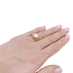 Bague vintage or jaune, platine et diamant 3,01 ct - Castafiore