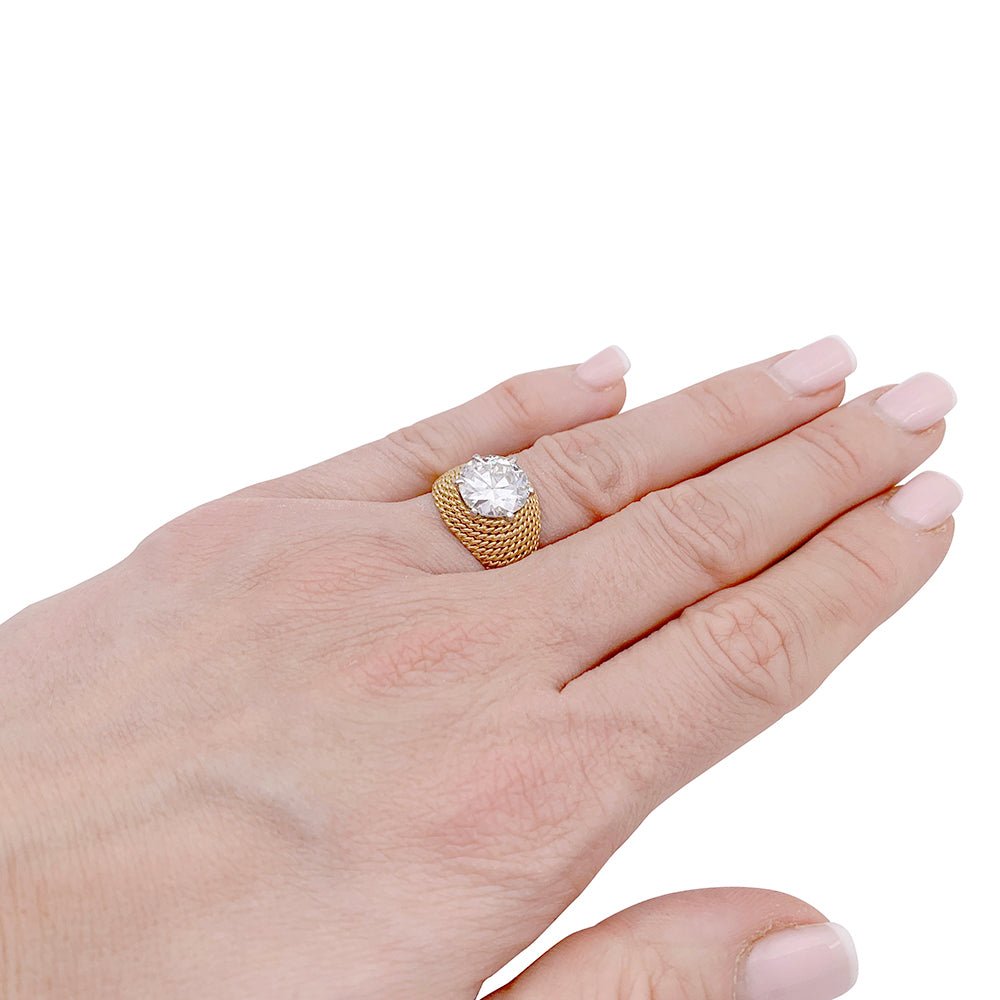 Bague vintage or jaune, platine et diamant 3,01 ct - Castafiore
