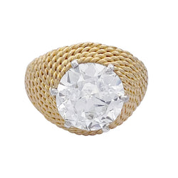 Bague vintage or jaune, platine et diamant 3,01 ct - Castafiore