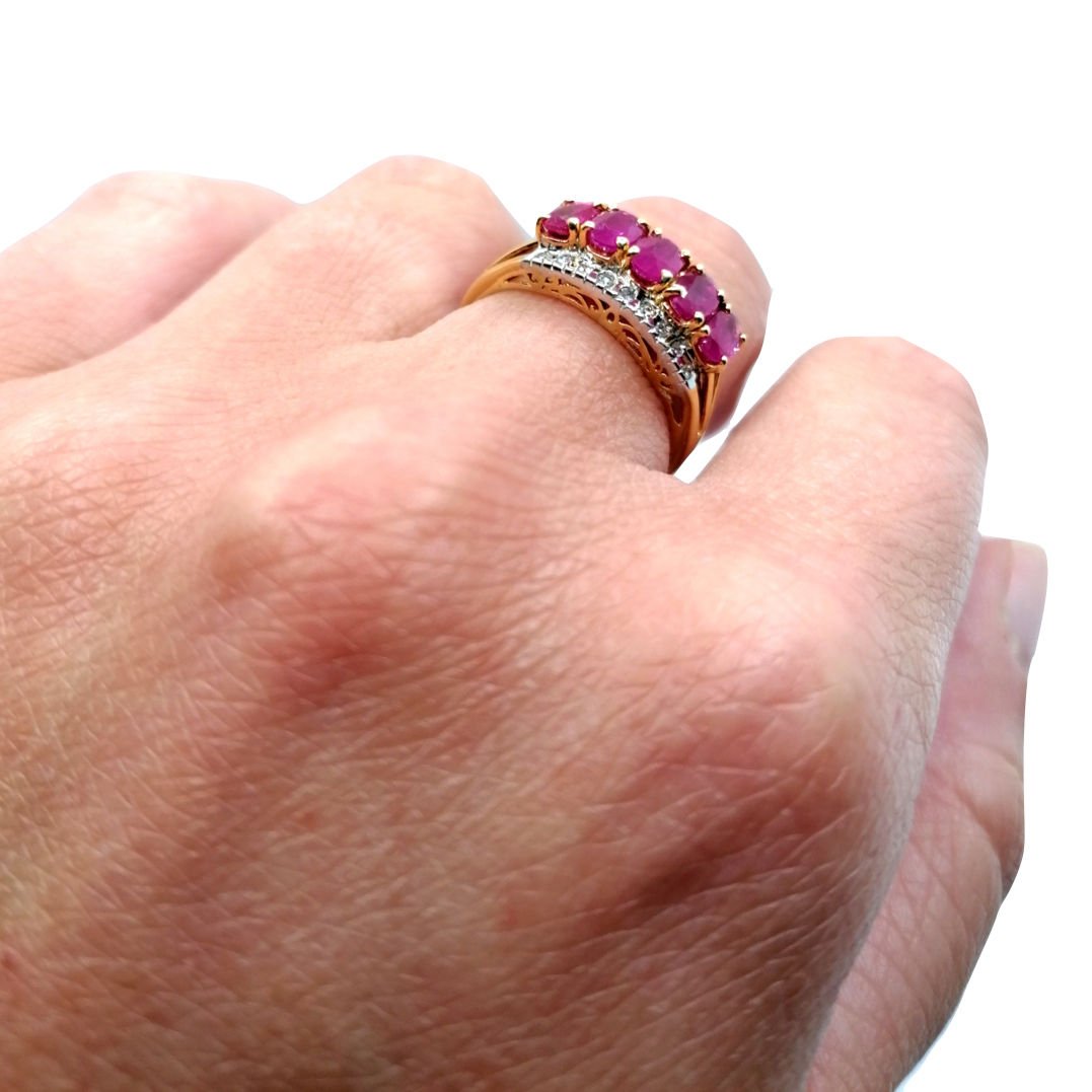 Bague vintage rubis diamants - Castafiore