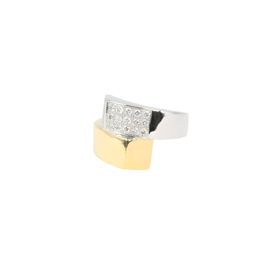 Bague vintage toi et moi géométrique en or et diamants - Castafiore