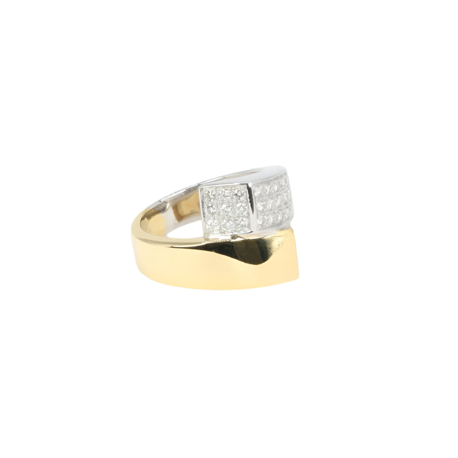 Bague vintage toi et moi géométrique en or et diamants - Castafiore