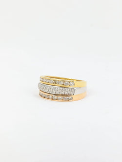 Bague vintage trois or et diamants - Castafiore