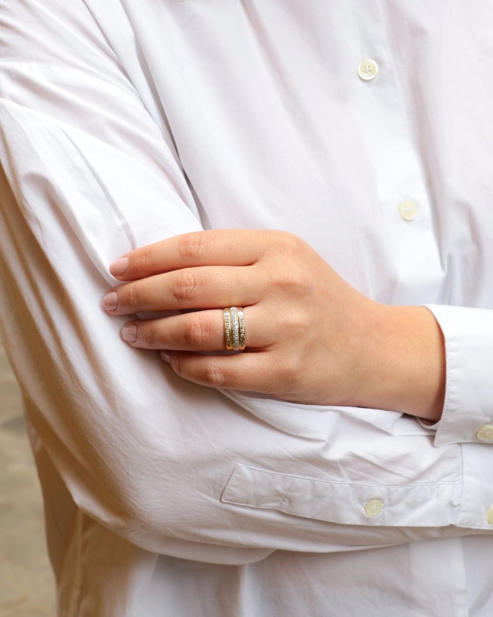 Bague vintage trois or et diamants - Castafiore