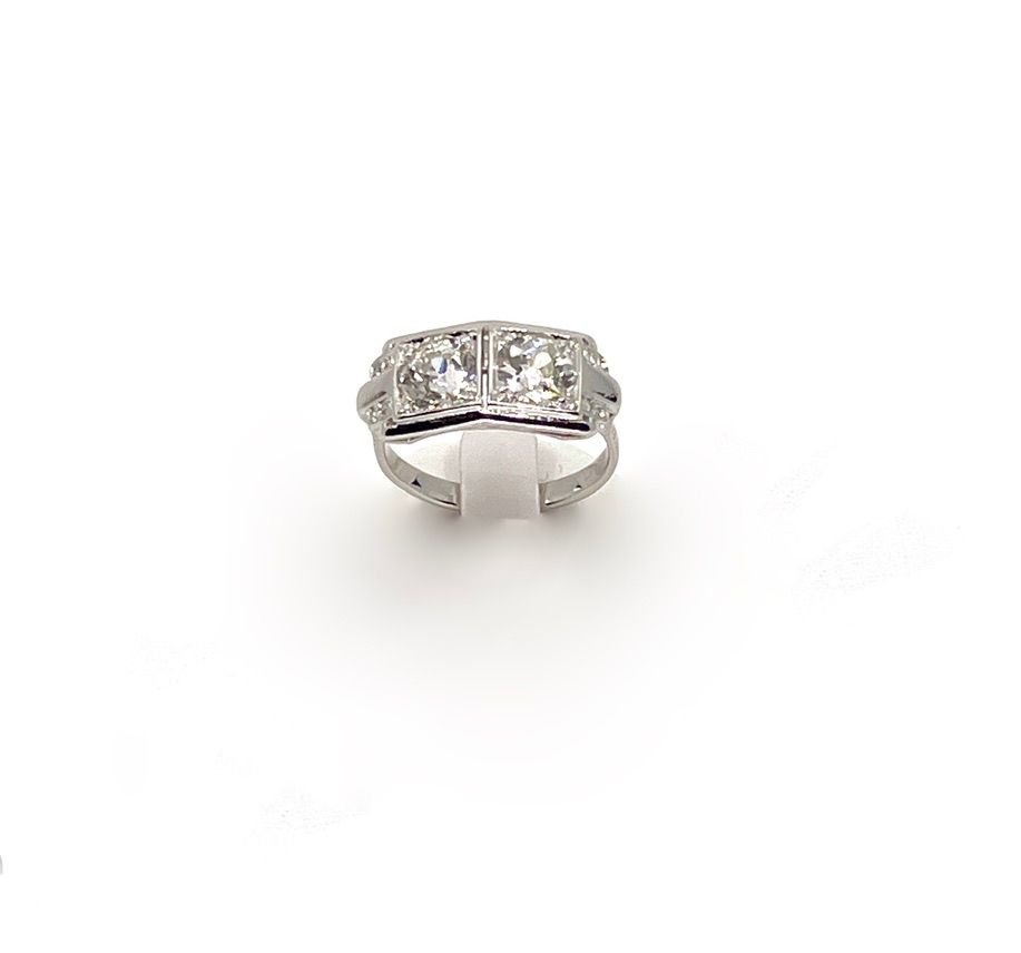 Bague "Vous et moi" en platine, or blanc et diamants - Castafiore