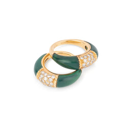 Bagues VAN CLEEF & ARPELS "Philippine" en or jaune, chrysoprase et diamants - Castafiore