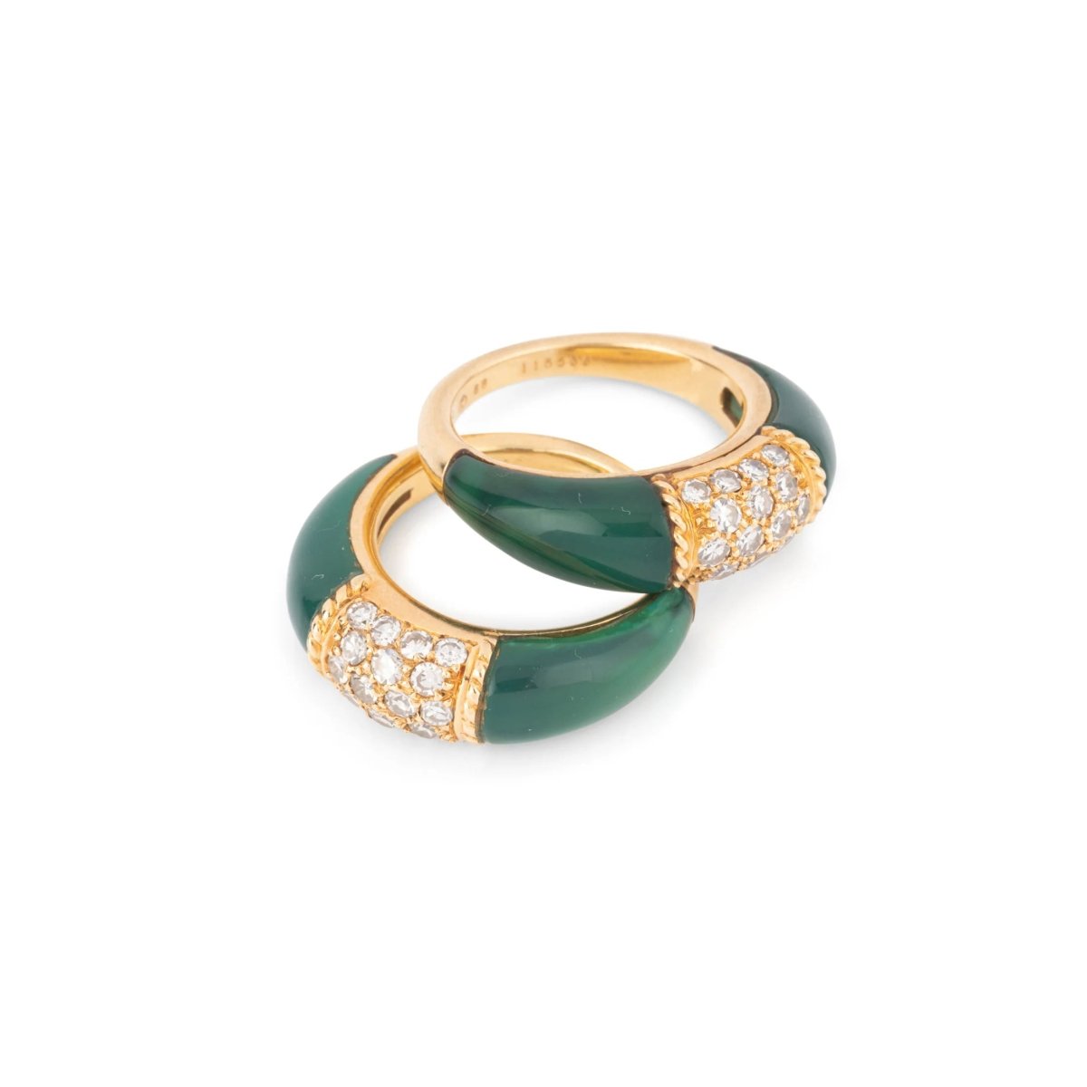 Bagues VAN CLEEF & ARPELS "Philippine" en or jaune, chrysoprase et diamants - Castafiore