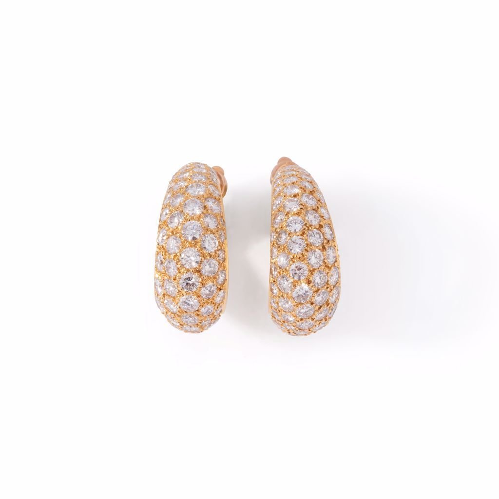Bouce d'oreilles créoles en or jaune et diamants - Castafiore