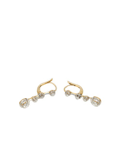 Boucle d’oreilles dormeuses anciennes en or, argent et diamants taille ancienne - Castafiore